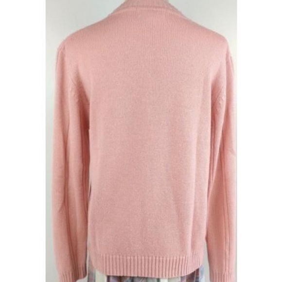 Vintage 90s Pale Pink Sweater Knit Roses Beads M - Picture 7 of 8